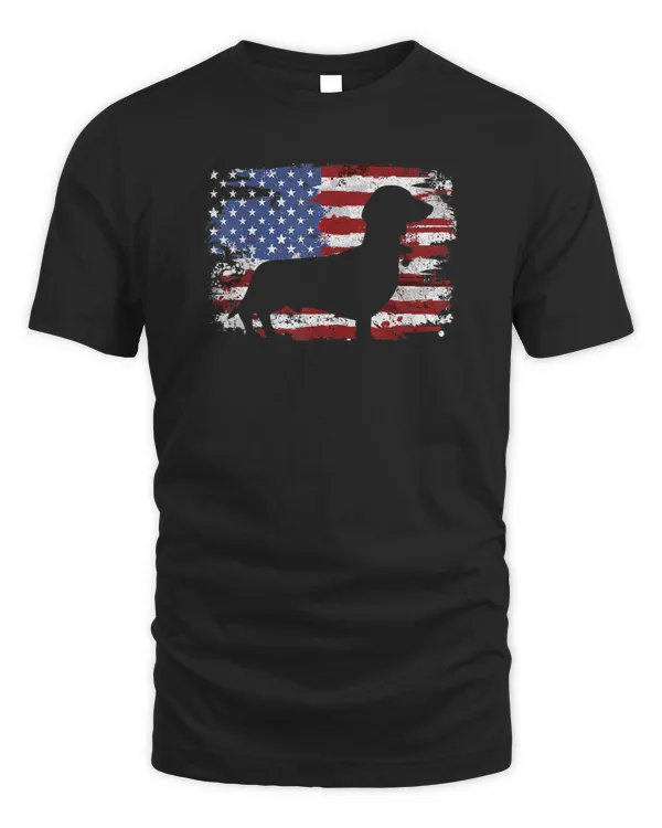 Dachshund Weiner Vintage American Flag