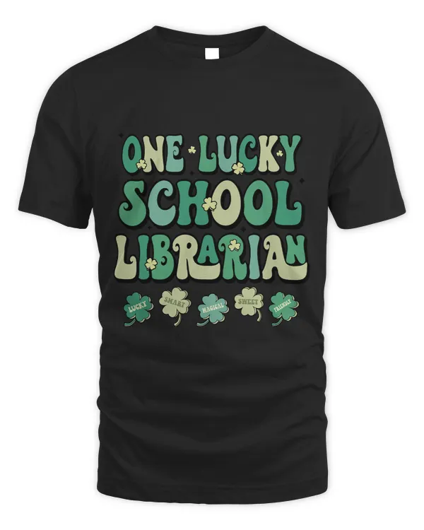 One Lucky School Librarian Groovy Retro St Patricks Day