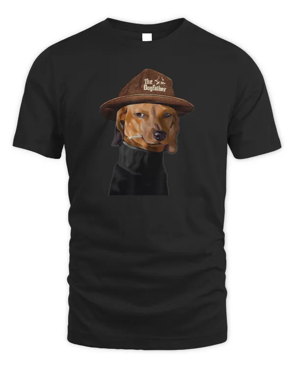 The Dogfather Dachshund T-Shirt Funny Fat