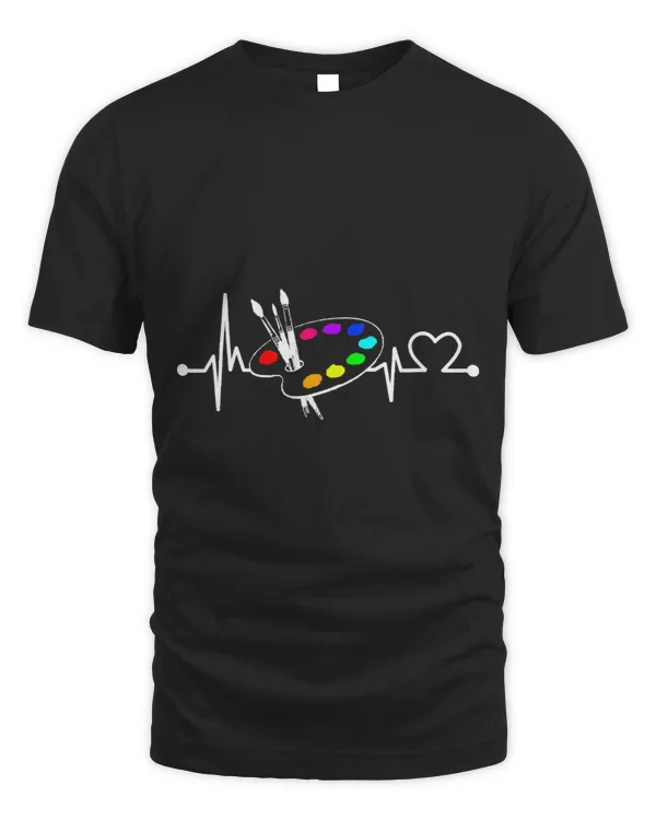 Paint Brush With Palette Heartbeat Funny ArtistPainterArt