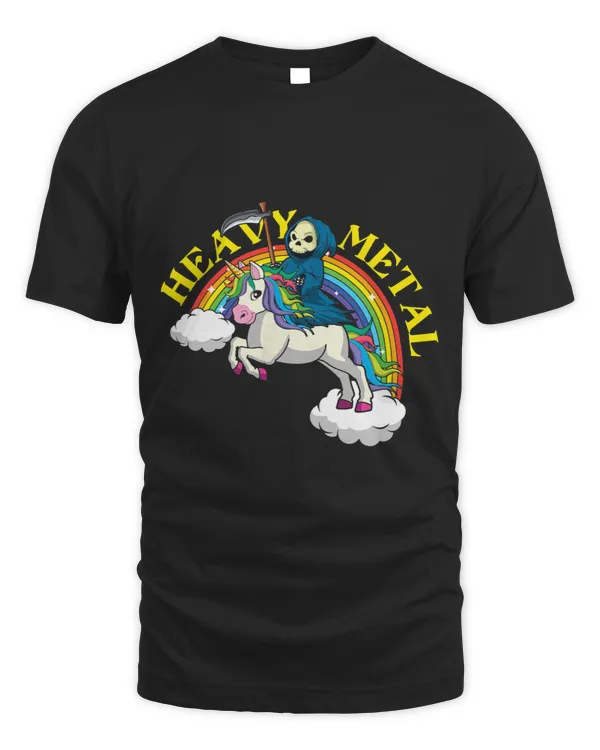 Skeleton Grim Unicorn Rainbow Heavy Rock Music Lover Metal