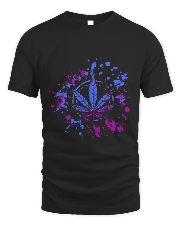 Weed Flower Leaf Women Men Funny Smoker Paint Splash Art Fun