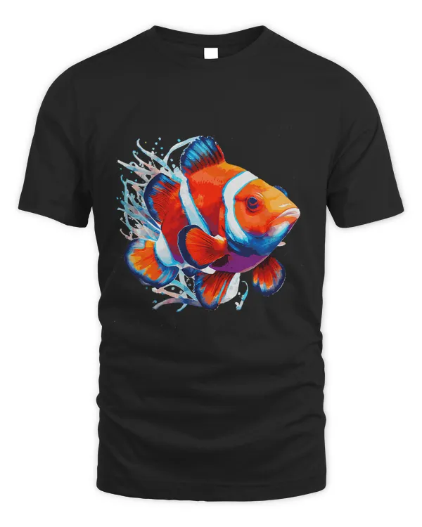 Watercolor Clownfish Colorful Aquarium Fish