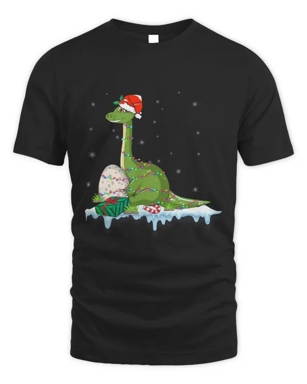 Christmas Dinosaur Santa Hat Lights Funny Xmas Dino Lovers