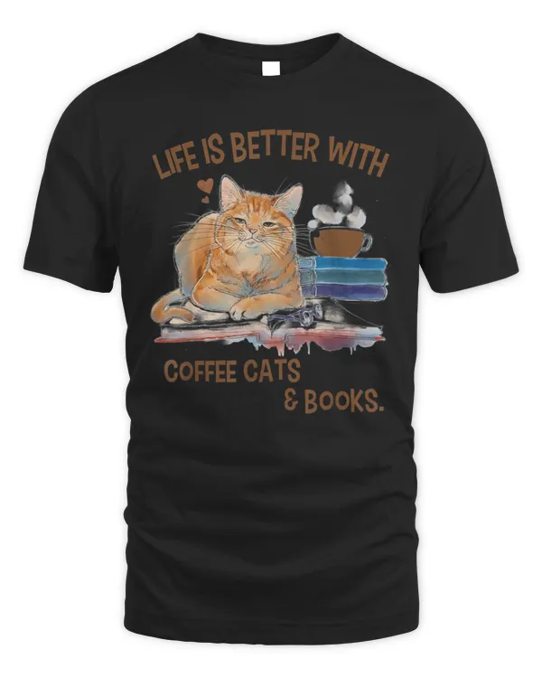 Cats 365 Life Is Better with Cats And Books Cat Book T-Shirt