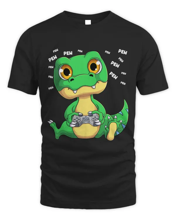 Video Gamer Dinosaur Gaming TRex Pew Gamer Kids