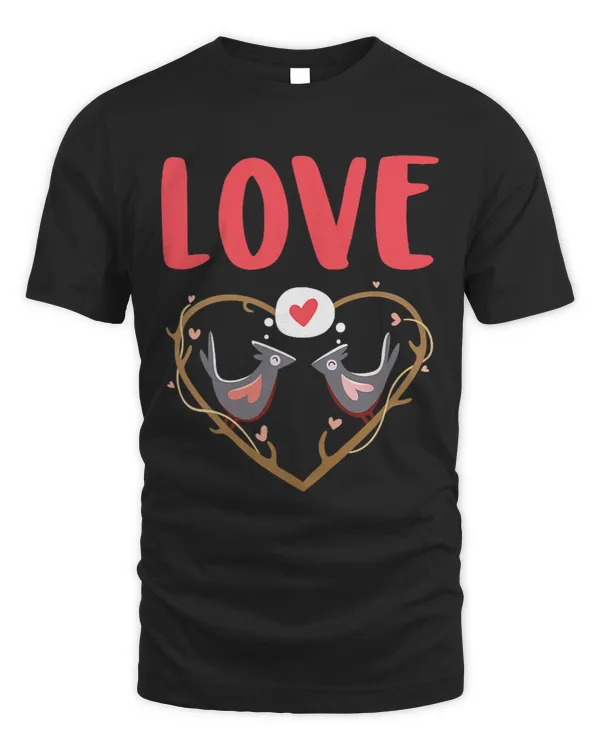 Womens Valentines Shirts for Women Love Birds Heart Valentines Day
