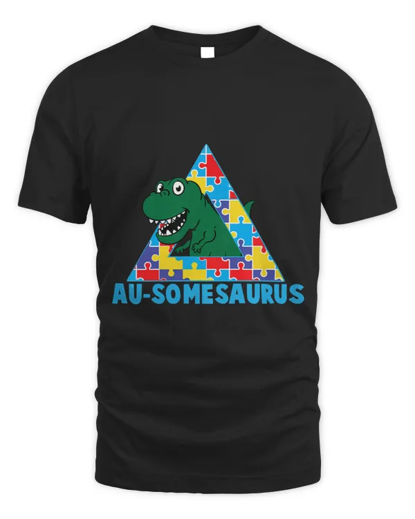 Kids Autism Awareness Month Dinosaur AuSomesaurus TRex Pun