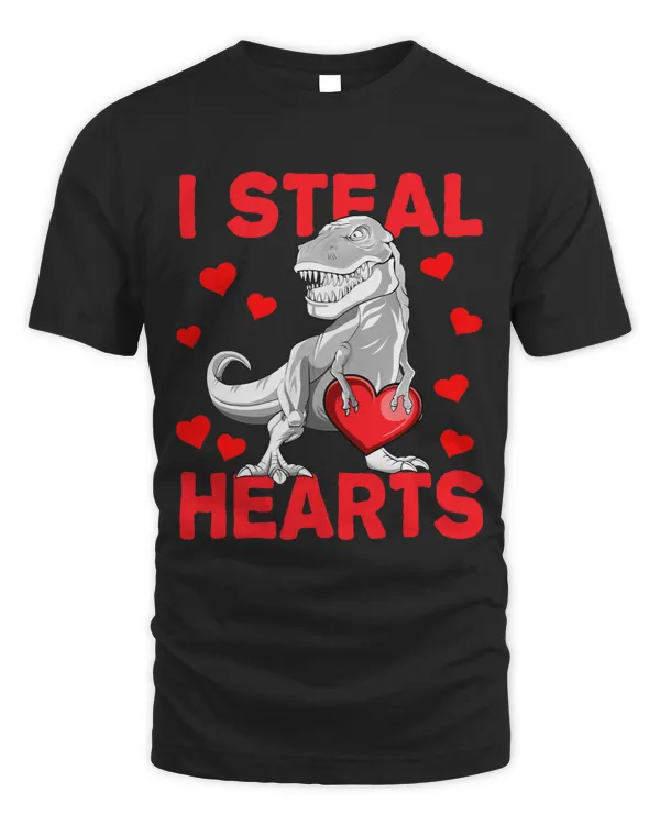 Boys Valentines Day Kids Dinosaur T rex Lover I Steal Hearts 1