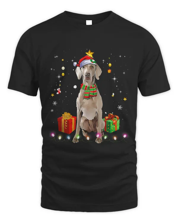 Weimaraner Santa Funny Christmas Tree Lights Xmas Pjs Boys 44