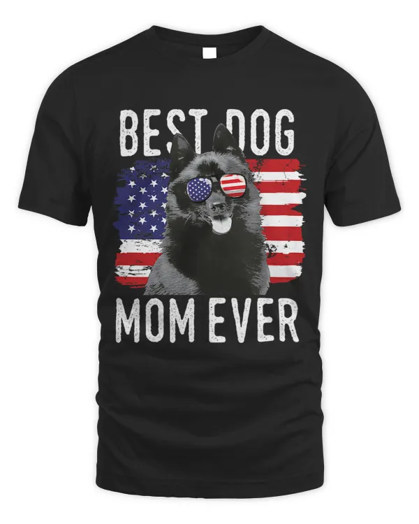 Womens American Flag Best Dog Mom Ever Schipperke USA