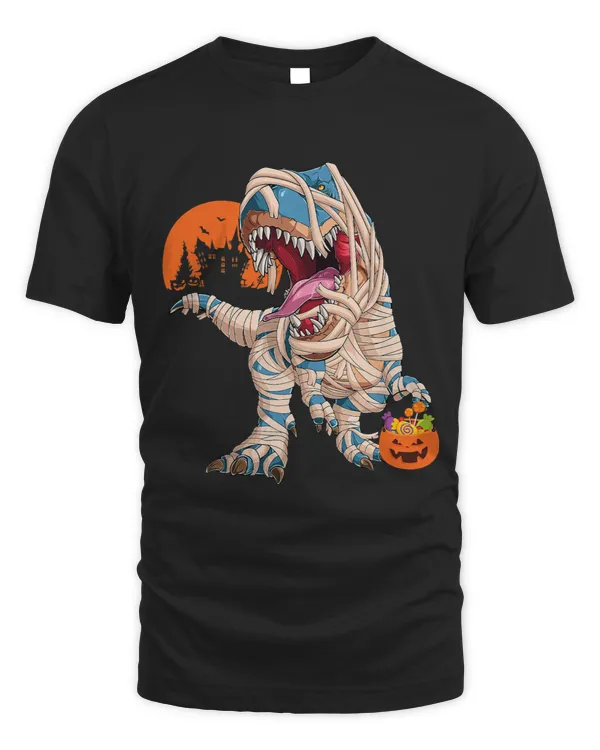 Halloween Shirts for Boys Kids Dinosaur T rex Mummy Pumpkin 1_1