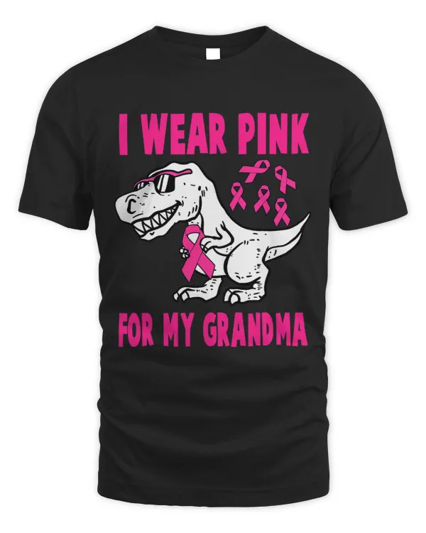 I Wear Pink For My Grandma TRex Dinosaur Ribbon Toddler Kid