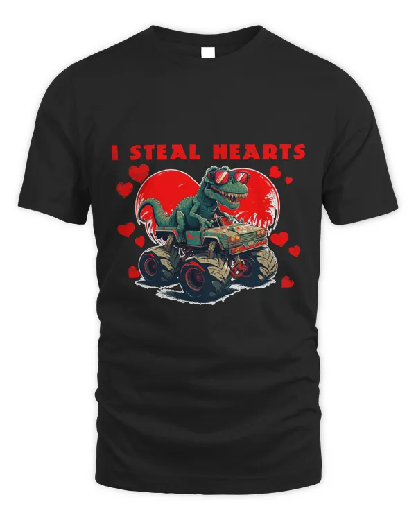 I Steal Hearts Trex truck cute valentines day boys girls 4