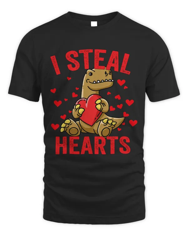 I Steal Hearts Trex Valentines Day Dinosaur Boys Girls