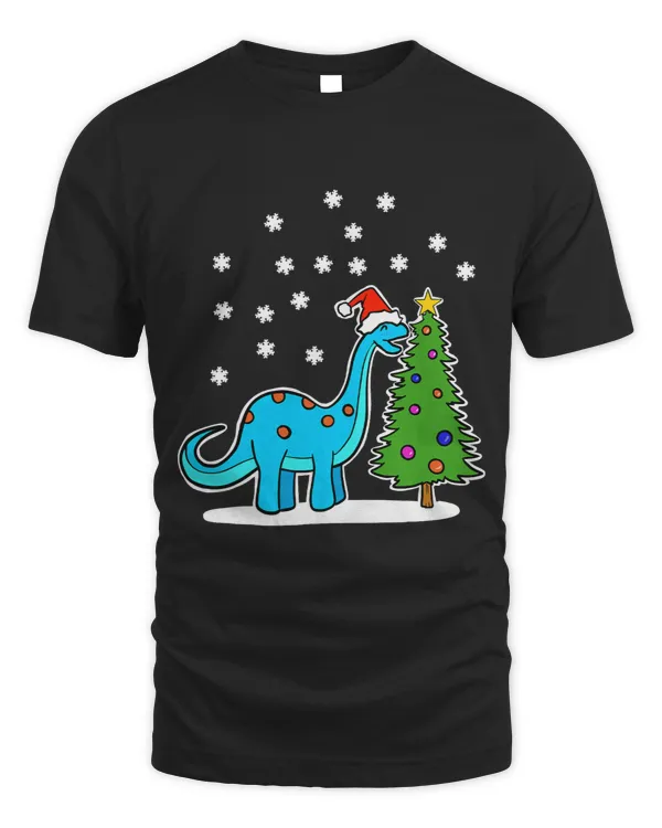 Christmas Brachiosaurus Dinosaur eating a Christmas Tree 2
