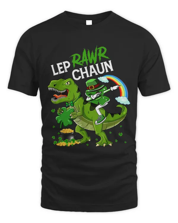 Happy St Patrick Dinosaur Leprawrchaun Cool Dabbing Shamrock
