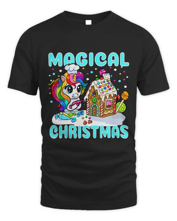 Pony Unicorn Gingerbread House Magical Christmas Gift Ponies - Unisex Standard T-Shirt Unisex Standard T-Shirt