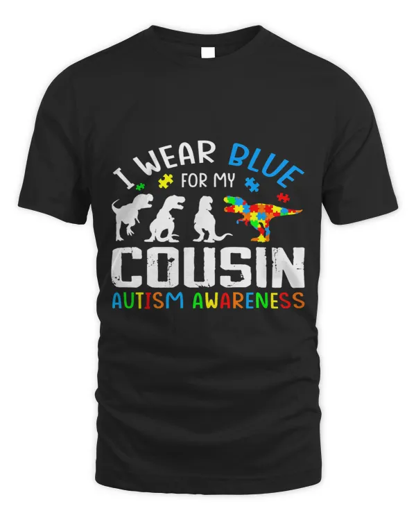 I Wear Blue For My Cousin Autism Awareness Dinosaur 1