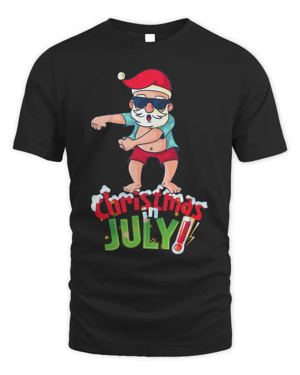 Funny Christmas in July Shirt Summer Dabbing Santa Xmas