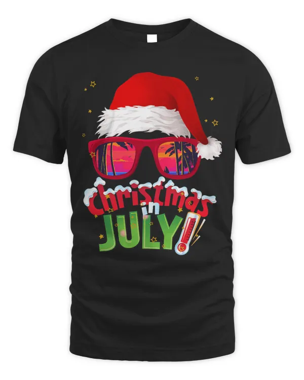 Funny Christmas in July Shirt Summer Santa Sunglasses Xmas 1