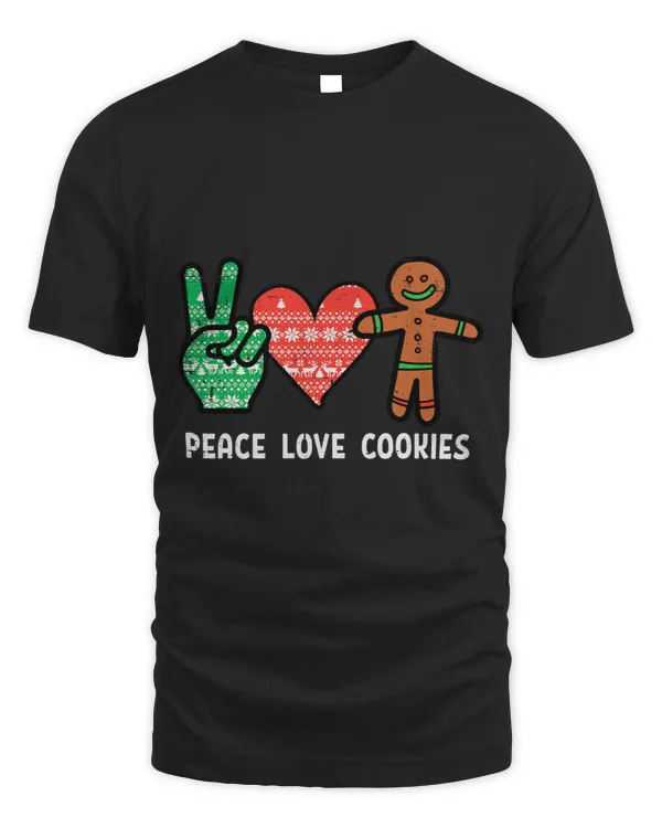Christmas Peace Love Cookies Gingerbread Xmas Men Women Kids