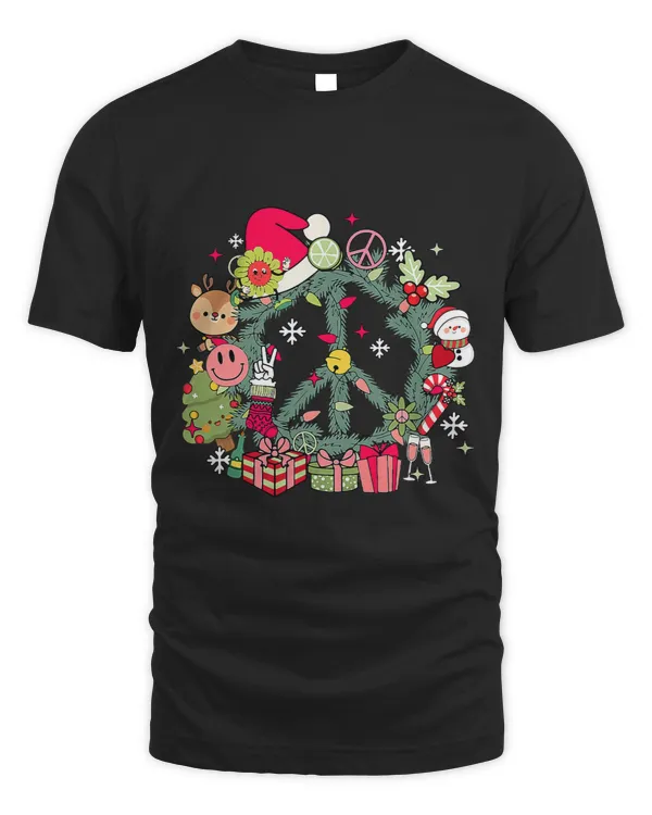 Christmas Peace Sign Holiday Wreath Mistletoe Merry Xmas