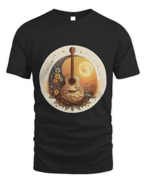 Cottagecore Acoustic Guitar Moon Stars Flower Floral