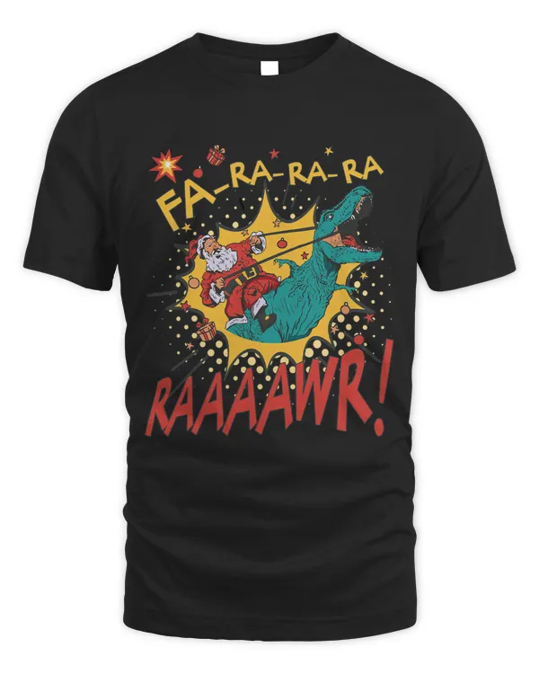 Santa Dinosaur Trex Fa Ra Ra Rawr Christmas Comic Retro