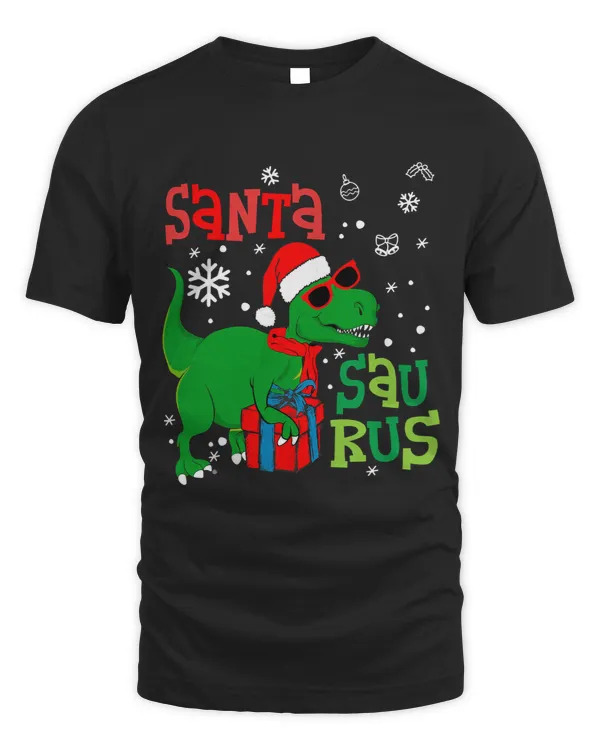 Santa TRex Kid Christmas Dinosaur Tree Rex Boy Family Pajama 2