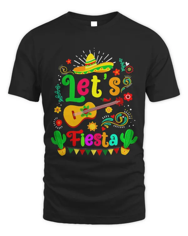 Lets Fiesta Cinco De Mayo Mexican Guitar Cactus Men Women 1