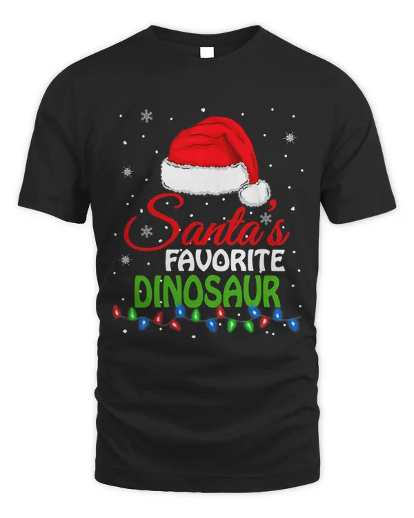 Santas Favorite Dinosaur Santa Hat Lights. Funny Christmas