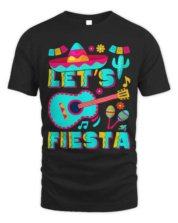 Lets Fiesta Cinco De Mayo Mexican Sombrero Guitar Cactus