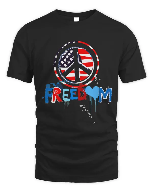 Patriotic Peace Sign USA Flag Freedom Vote