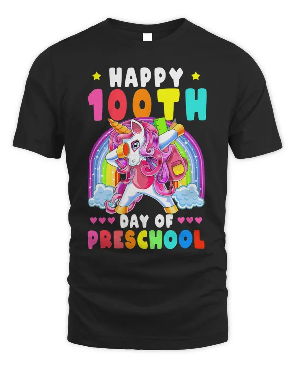 Kids Preschool Happy 100 Days Of School Unicorn Rainbow Gift 1