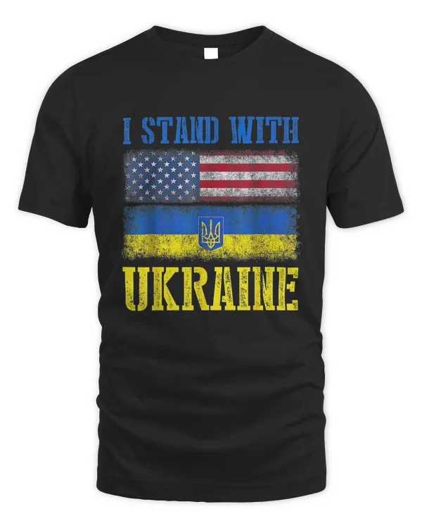 I Stand With Ukraine American Ukrainian Flag T-Shirt