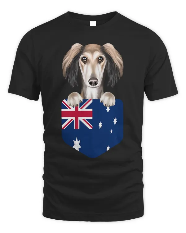 Australia Flag Saluki Dog In Pocket Sweatshirt
