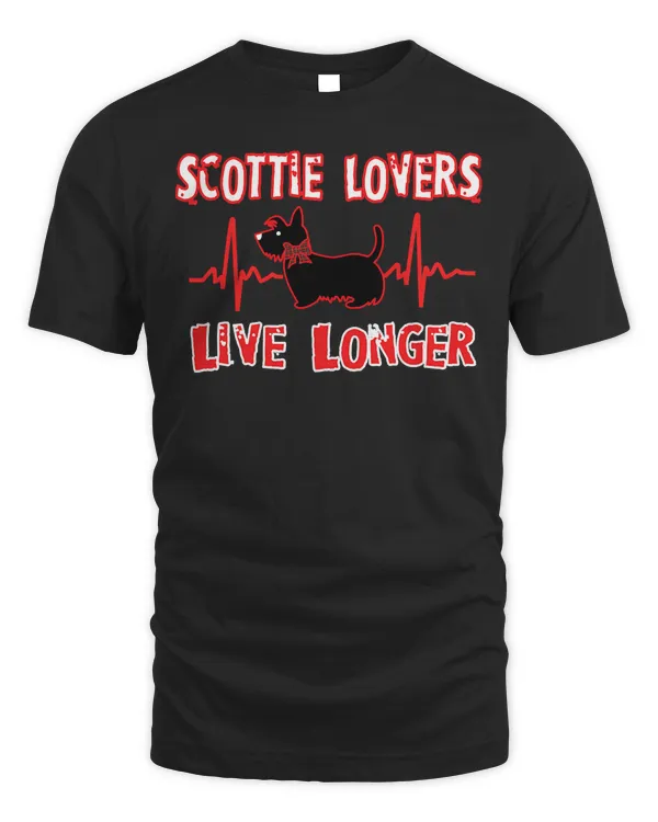 Cute Scottie Lovers Live Longer Scottish Terrier Dog Gifts T-Shirt
