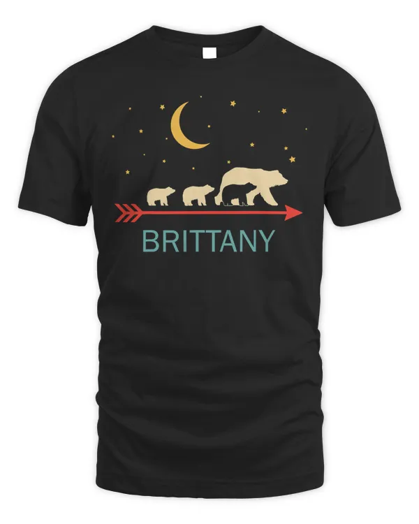 Brittany Name Gift Personalized Mama Bear With 3 Cubs T-Shirt