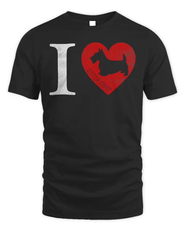I Love Scottish Terrier Tshirt - Vintage Style Dog white ver