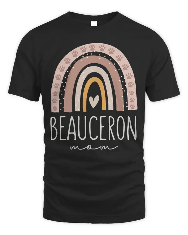 Beauceron Mom Shirt Cute Rainbow Paw Dog Mom T-Shirt
