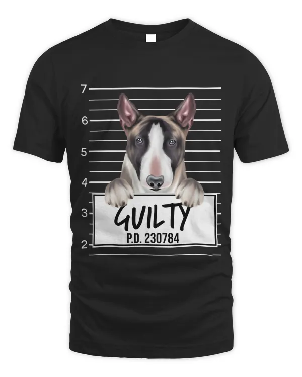 Funny Miniature Bull Terrier Mugshot Guilty Dog Long Sleeve T-Shirt