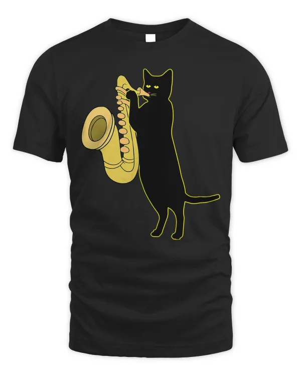 Cat Playing Saxophone Shirt  Cool Wind Instrument Sax Gift