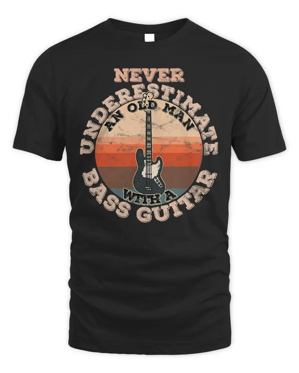 Mens Never underestimate an old man with a Bass Guitar T-Shirt
