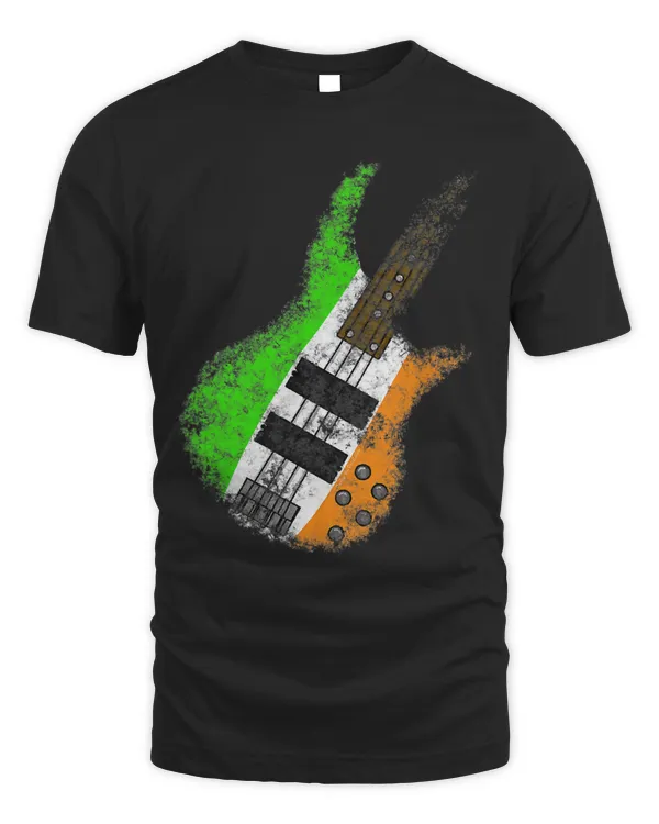St Patricks Day Bass Guitar Irish Flag Bassist Distressed T-Shirt
