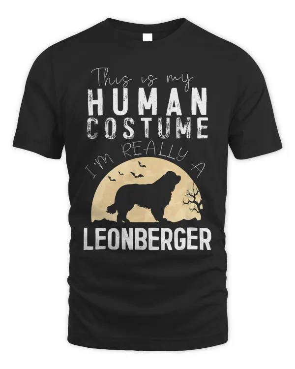 Halloween Human Costume Leonberger Moon Silhouette T-Shirt