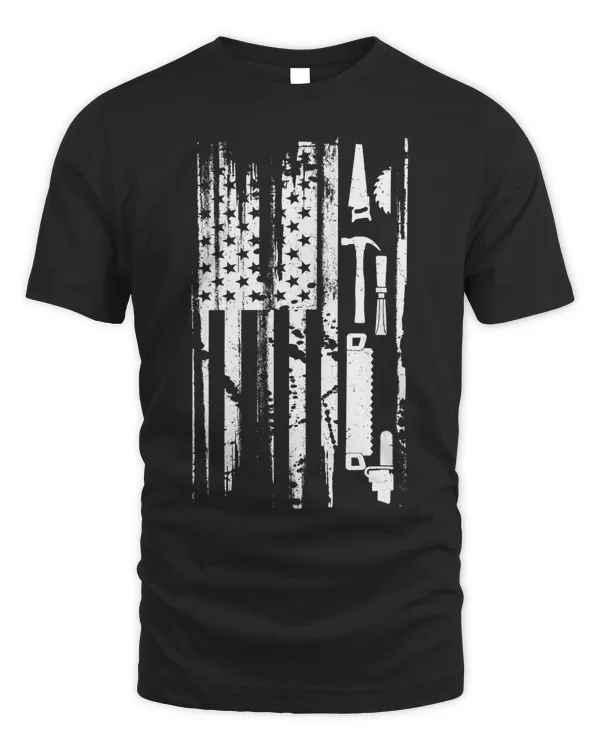 American Flag Woodworking Gift Carpenter Wood Working T-Shirt