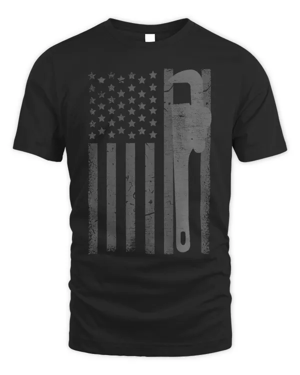 American Flag Plumber Vintage Plumbing Worker Men Funny Gift Premium T-Shirt