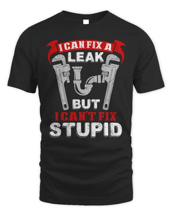 Can Fix A Leak Can't Fix Stupid Funny Plumber T-Shirt