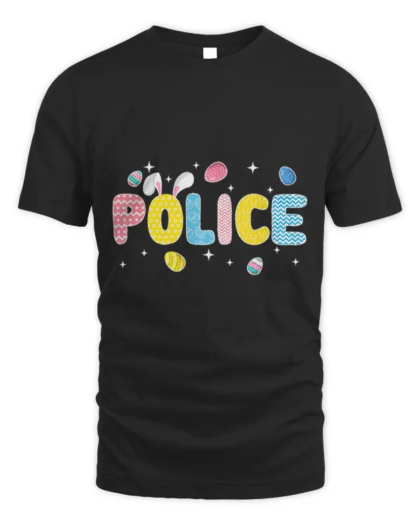 Cute Bunny Police Eggs Hunting Happy Easter Day Premium T-Shirt